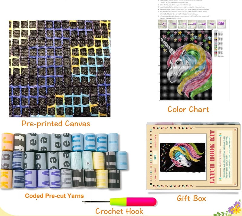 YOOTOM Latch Hook Kits for Adult Beginners, DIY Latch Hook Rug Hanging Embroidery Tapestry Crafts, Pre-Cut Yarns, Easy Pre-Pattern 20x15in - Image 4